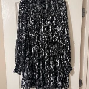 Cinq à Sept Black and White Long Sleeve Dress